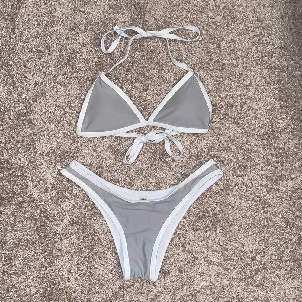 Zaful High Cut Contrast Piping Bikini Set